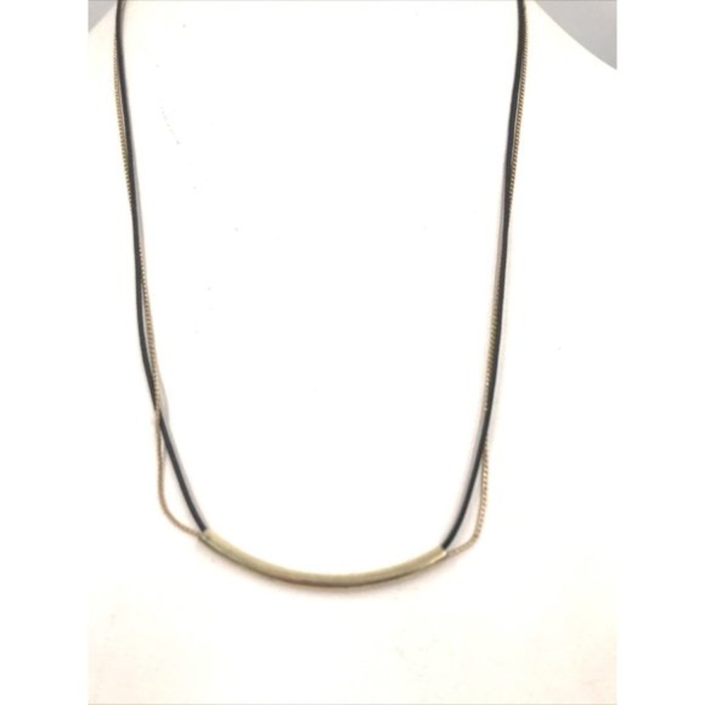 Dainty Black Cordโ Minimalist Gold Tone Chain 18" Necklace